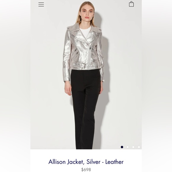 Walter Baker Allison Leather Moto Silver Jacket - Picture 3 of 16